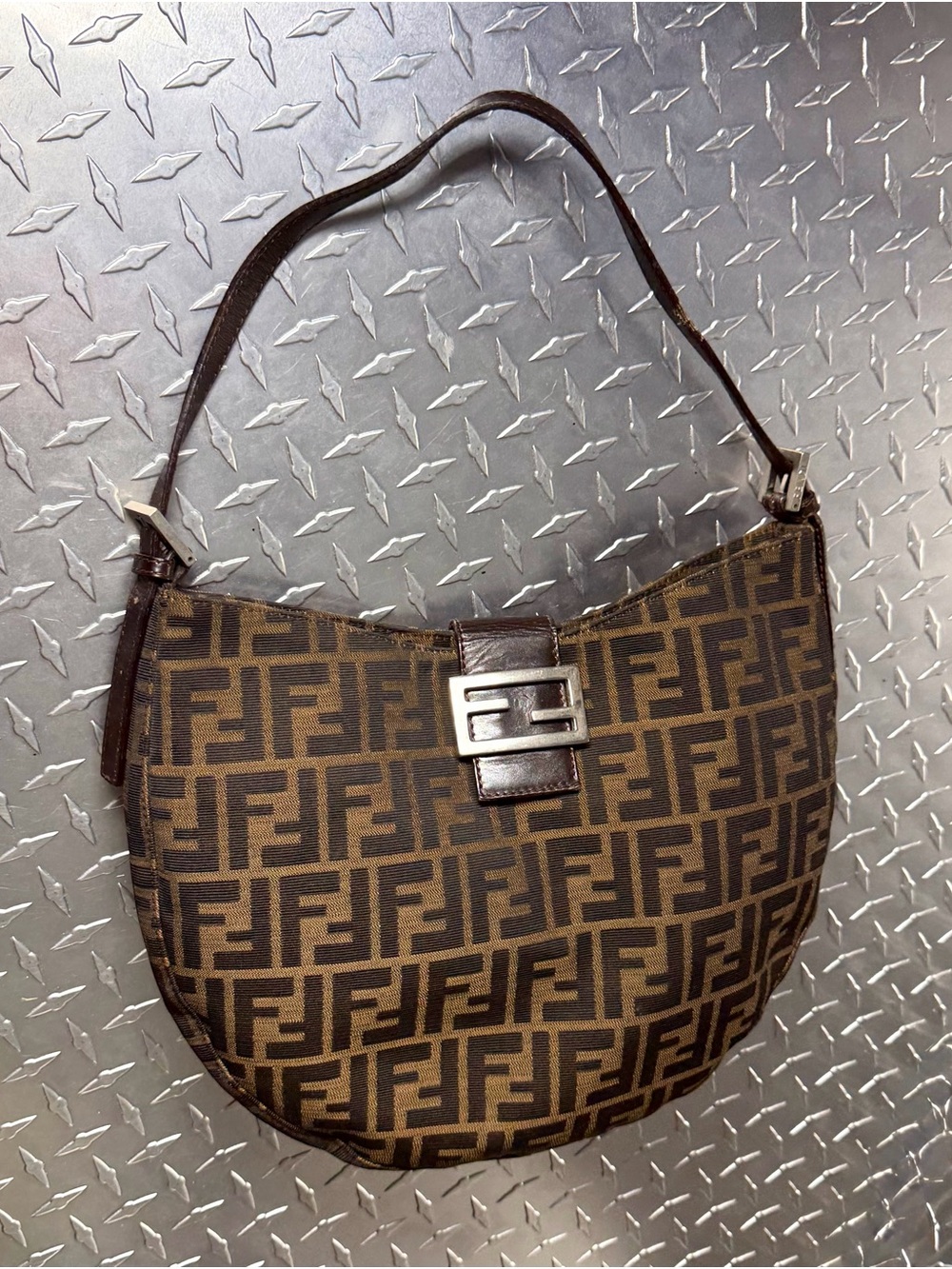 Fendi Vintage Zucca Baguette Hobo Bag in Brown - Picture 3 of 6